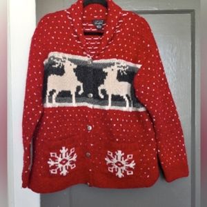 Knit wool deer button up cardigan